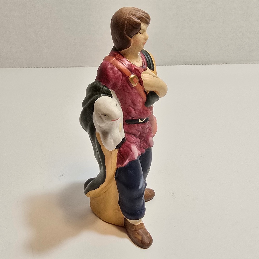 Shepherd with‎ Lamb Nativity Figurine Ceramic Christmas Decor Collectible - Picture 2 of 7